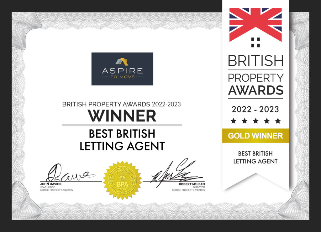 Aspire to Move Winner Best British Letting Agent Certificate